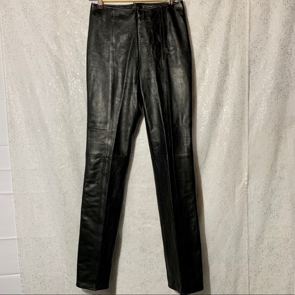 Cache Pants - Cache 100% leather straight leg pants black size 4